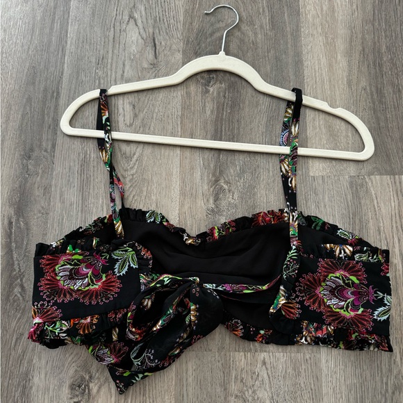ALEXIS "ALMA" BLACK FLORAL CROP BANDEAU BRA BOHO TOP BLOUSE MIDNIGHT BLOOM - Picture 4 of 5